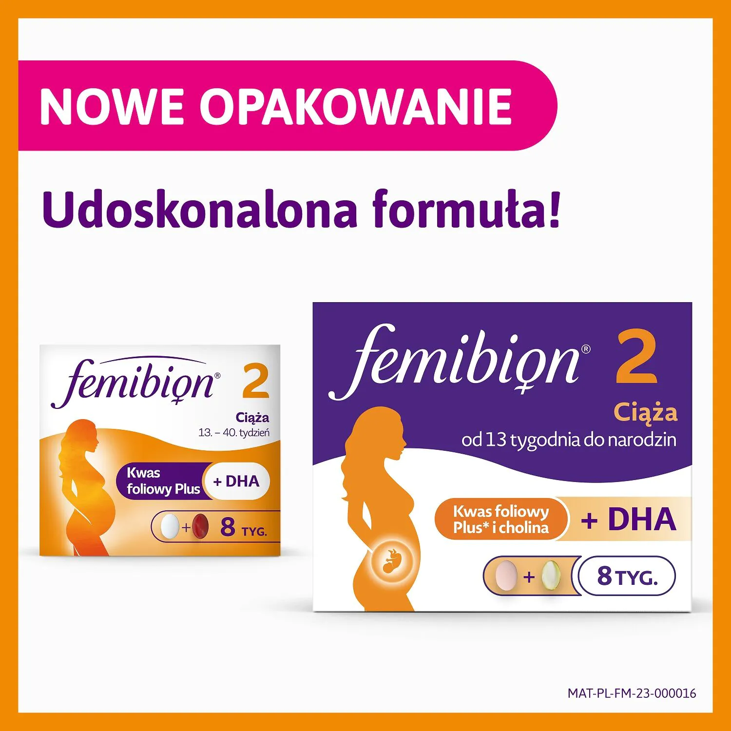 Femibion 2 Ciąża, Zestaw witamin i minerałów dla kobiet od 13. do 40. tygodnia ciąży, Tabletki powlekane + kapsułki miękkie
