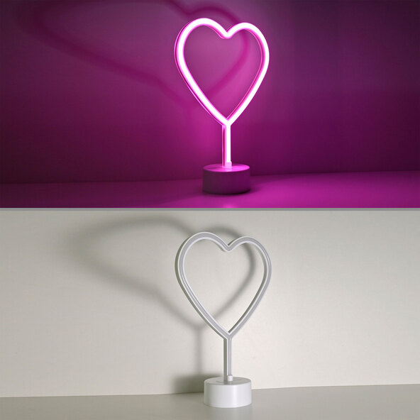 Lampă de masă LED neon cu inimă, set de 2