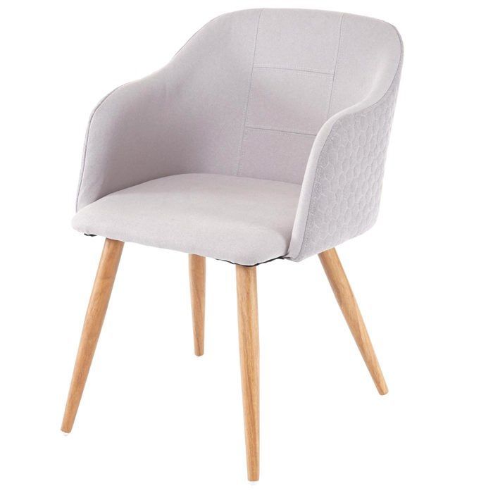 MCW-D71 dining chair with armrests, light grey textile fabric