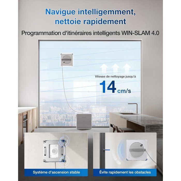 ECOVACS W2s OMNI - Robô Limpador de Janelas com Estação de Carregamento - Limpeza Inteligente TruEdge de Ponta a Ponta - Carrega Enquanto Funciona
