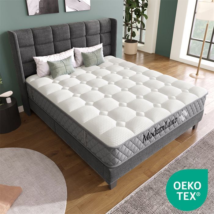Matelas 180x200 ferme H3, matelas mousse, matelas orthopédique, ressorts ensachés 7 zones, 20 cm epaisseur, Oeko Tex, 4 poignées