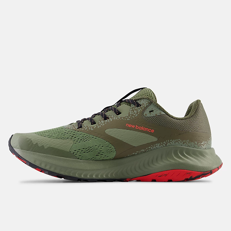 Męskie buty DynaSoft Nitrel V5 – Dark Olivine z Dark Camo ja Neo Flame