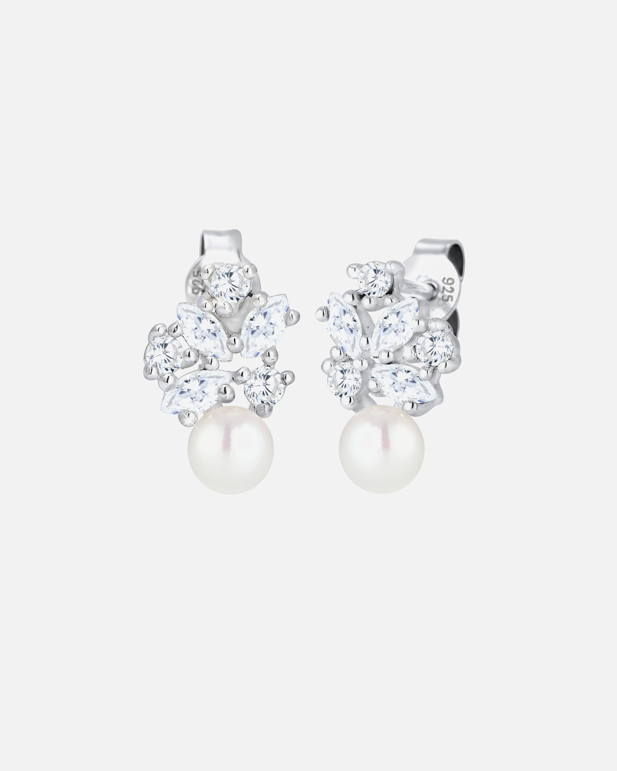 Elli PREMIUM Perle de Culture d'Eau Douce Floral Zircone Marquise 925 argent