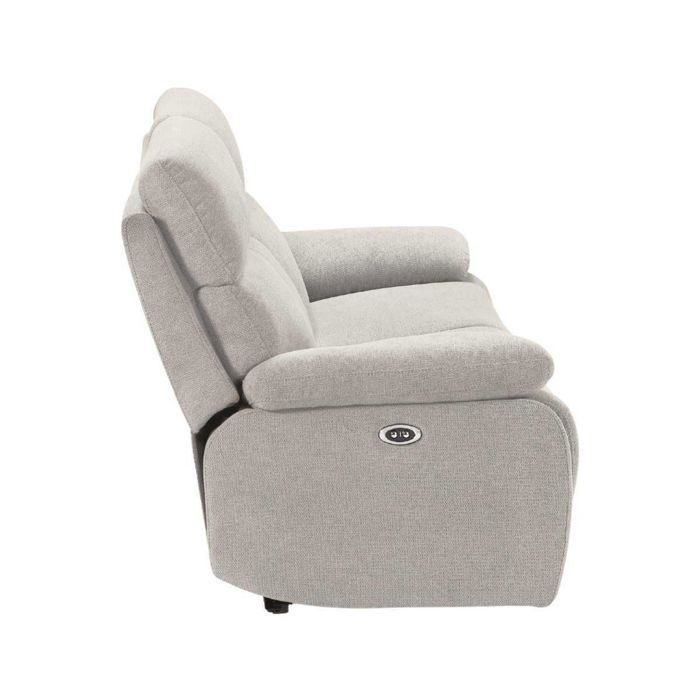 Canapé relax électrique 2,5 places tissu polyester gris clair - MIGUEL