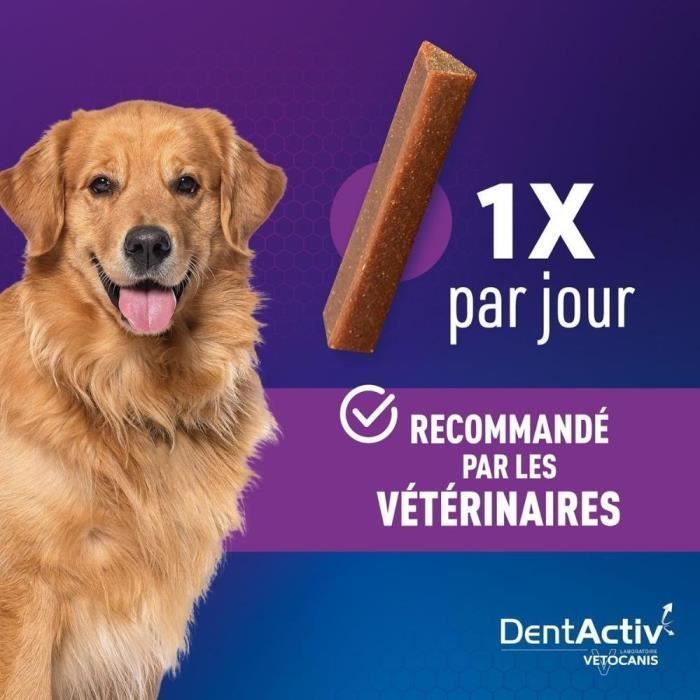 DentActiv - 7 Sticks - VETOCANIS - 7 Beef Oral Hygiene Sticks for Dogs 15kg+