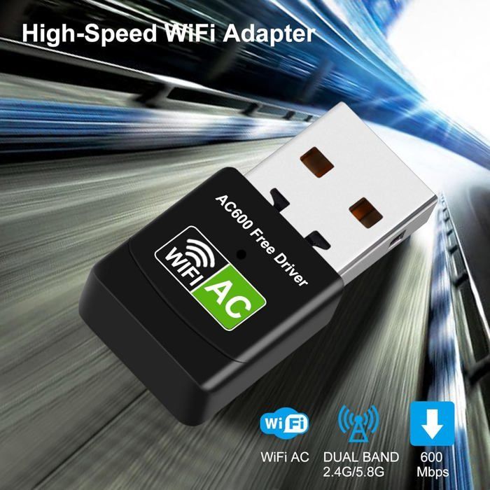 KAL-Clé WiFi AC600 Mbps, Mini Adaptateur USB Double Bande 2.4GHz/5GHz, Compatible Windows 11/10/8.1/8/7, Sans Pilote