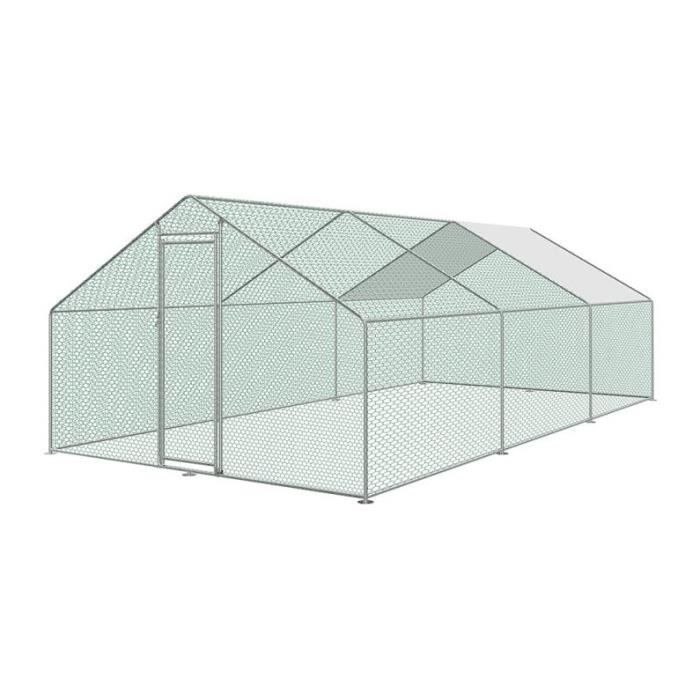 Poulailler - Bc-elec - RA-362 - 3x6x2m - Acier galvanisé - Toit waterproof - Enclos grillagé