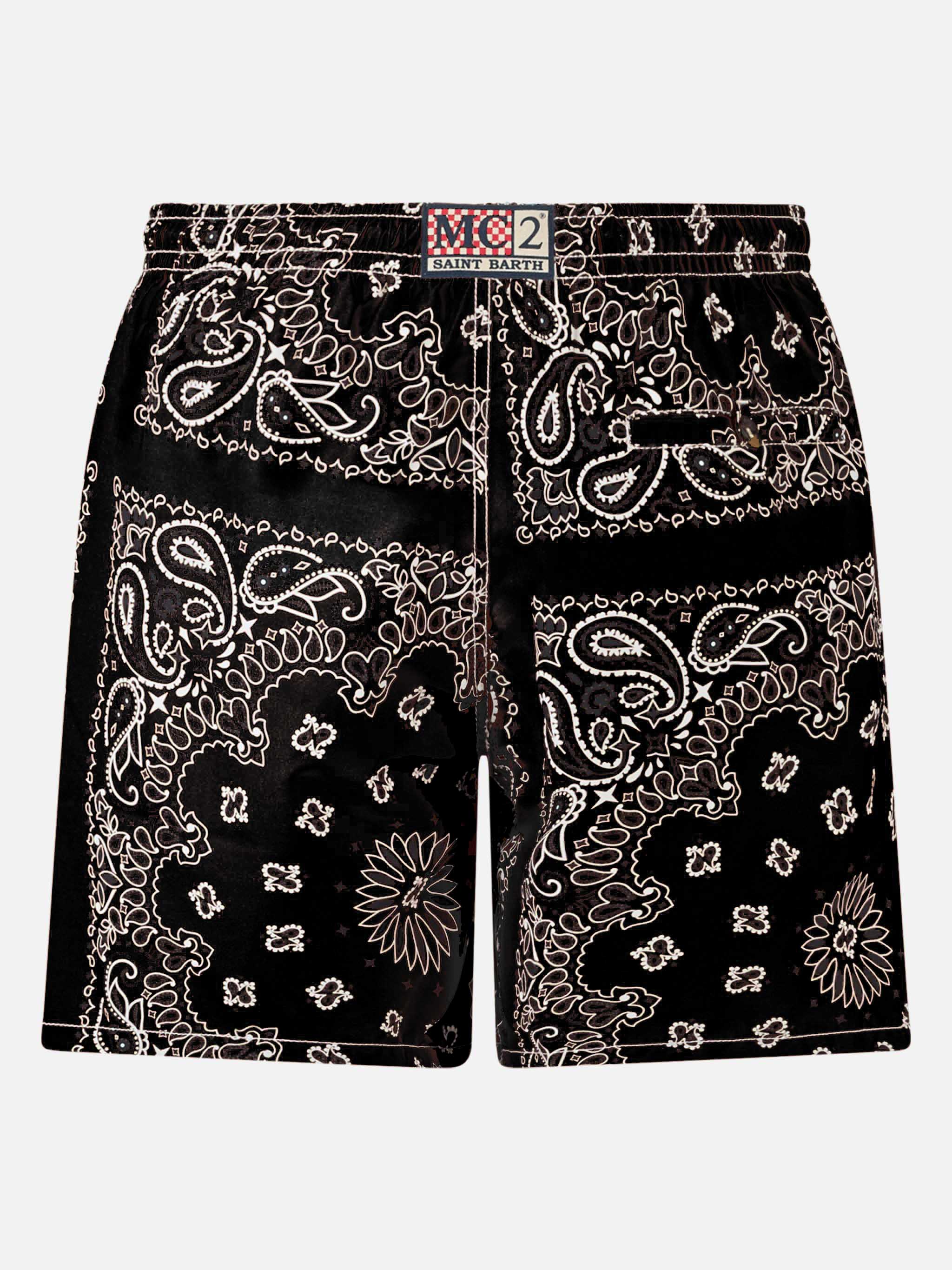 Sunga masculina preta com estampa de bandana