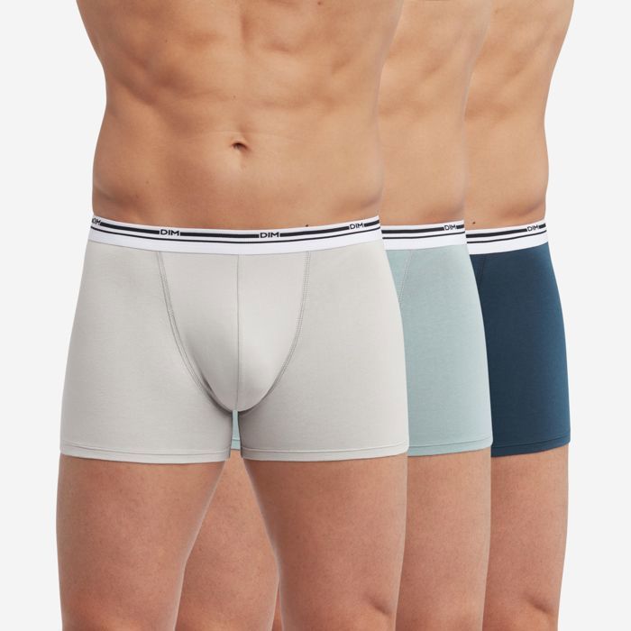 Paquete de 3 calzoncillos bóxer de algodón elástico para hombre, colores clásicos.