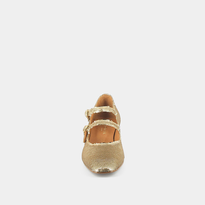 Babies doubles boucles et talons  en sequins platine