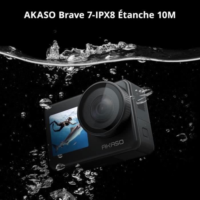 AKASO Brave 7 Caméra Sport WiFi 4K30FPS 20MP écran tactile IPX8 Caméra étanche 33FT EIS 2.0 micro externe 2X 1350mAh Batteriies