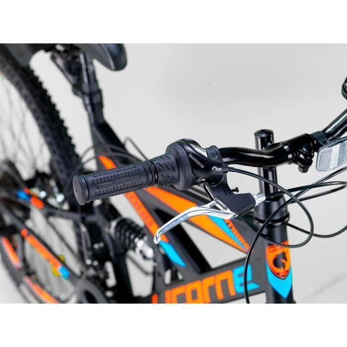 Licorne Bike VTT 26 Pouces Premium – Vélo Tout-Terrain Polyvalent pour Ville et Nature, (Noir-orange- bleu 26)