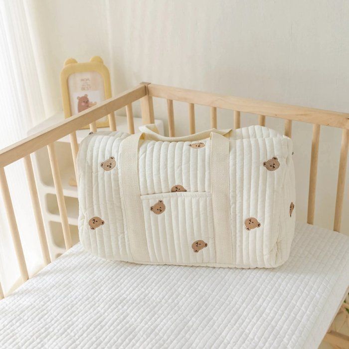 Bolso cambiador, bolso de hombro, bolso de lactancia, regalo para baby shower, tamaño XL, oso beige.