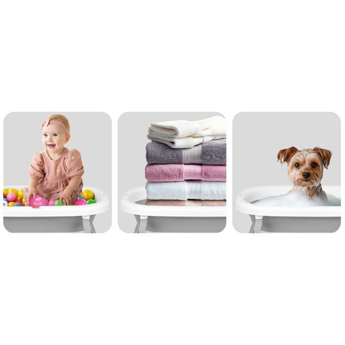 Ricokids Foldable Baby Bathtub - Newborn Insert - Built-in Thermometer - Foldable and Lightweight