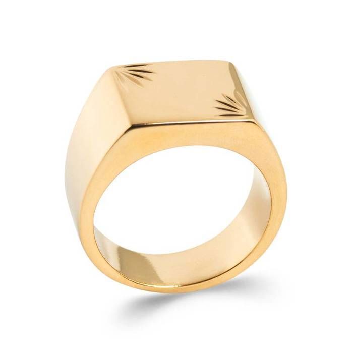 Signet ring in 18K gold plating (750/1000) - BIJOUXIA - Large - Unisex