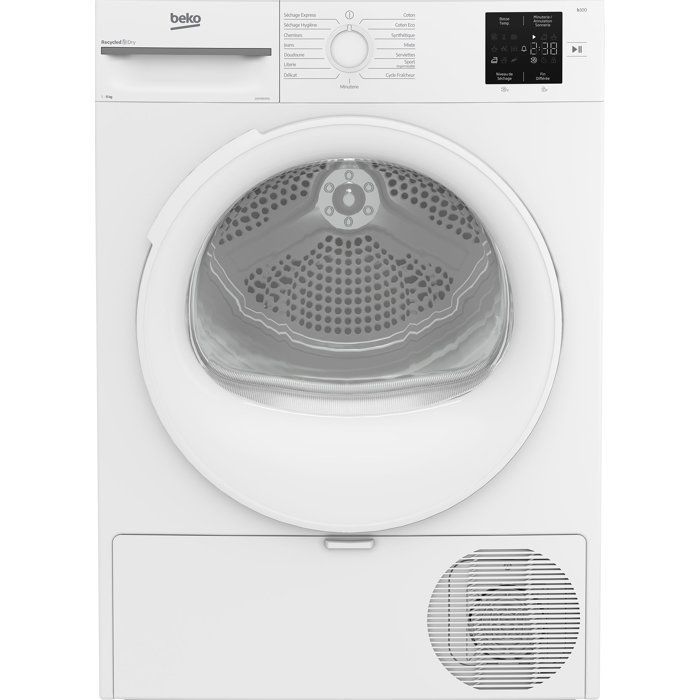 Sèche-linge pompe à chaleur BEKO D3H19E01W Série bPro 500 - 9 kg - L60cm - Blanc