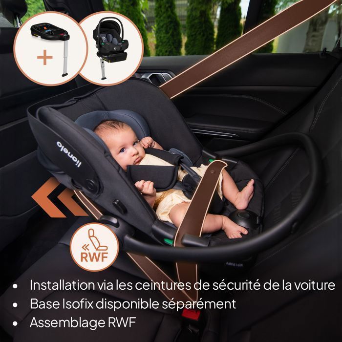 LIONELO Astrid i-Size autostol 40-87 cm - Babystol - ADAC-godkendt - Letvægts - 0-13 kg - Gruppe 0+ - Grøn