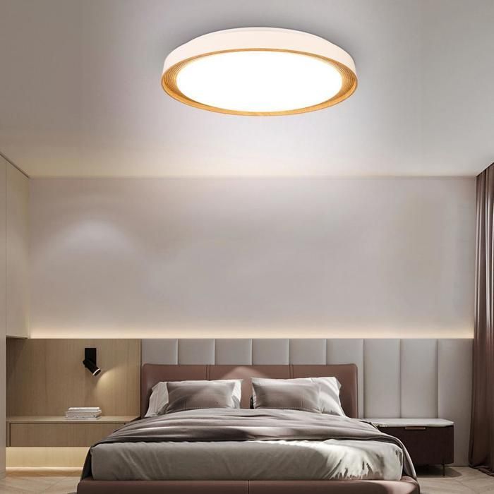 WOTTES Runde LED-Deckenleuchte aus Holz - Ø 39,5 x 39,5 cm - 36 W, neutralweiß - Für Wohnzimmer, Küche, Badezimmer, Schlafzimmer, Flur