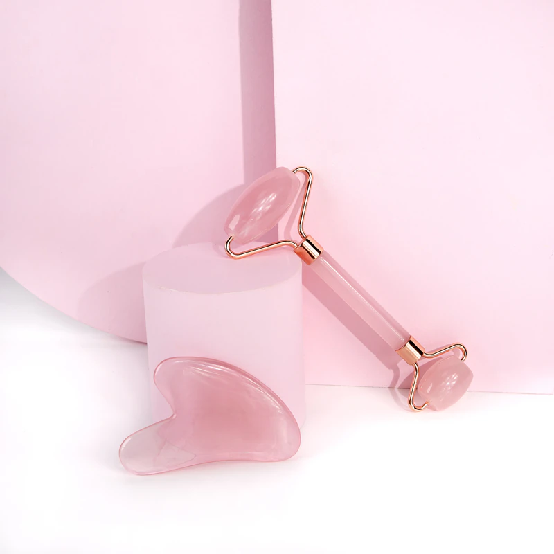 Conjunto de cuidados com a pele Brushworks Resin Rose Roller & Gua Sha