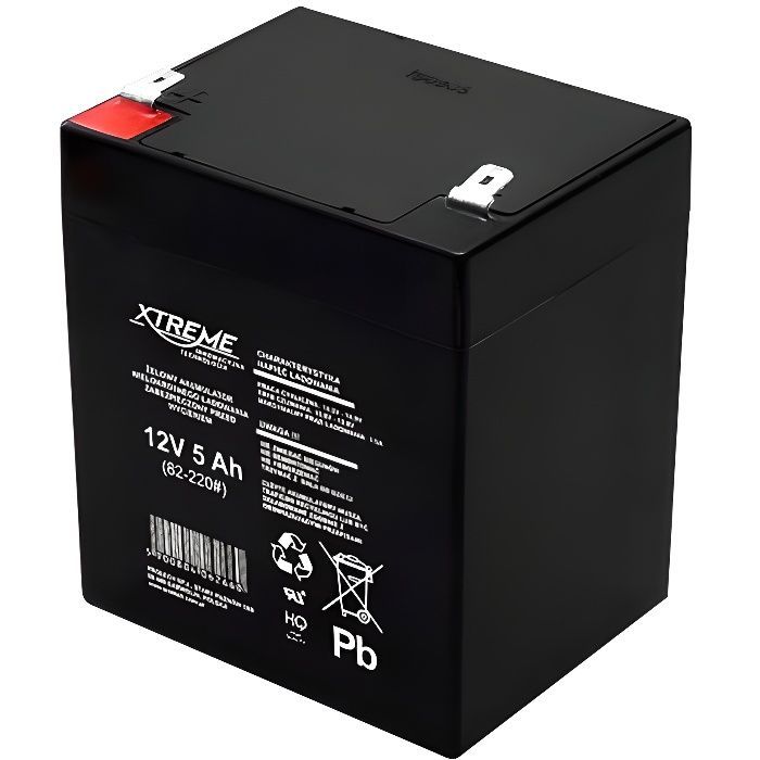 Batería recargable de gel de 12 V y 5 Ah - XTREME - AGM - Sin mantenimiento y a prueba de fugas