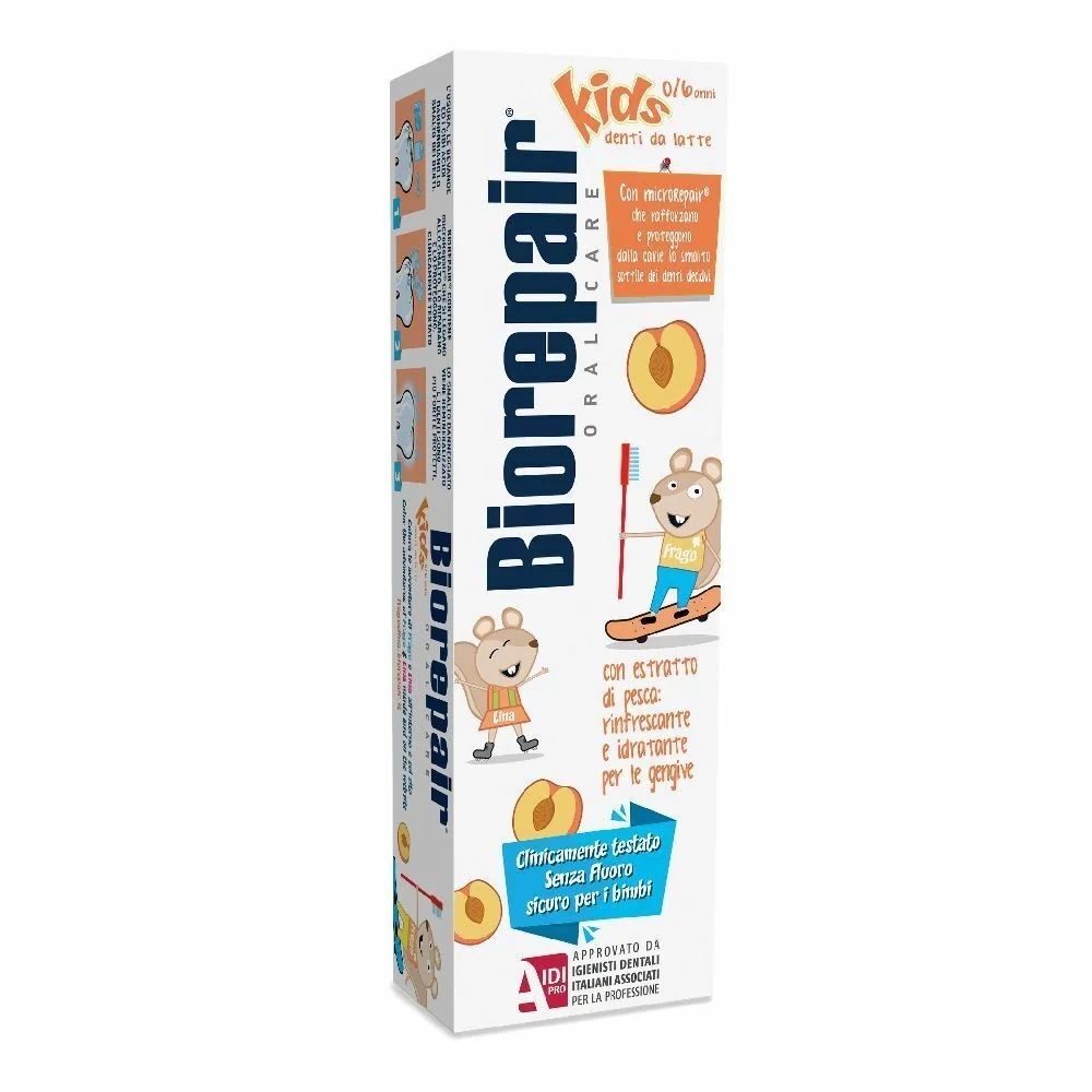 BIOREPAIR Pasta de dentes Biorepair para crianças de 0 a 6 anos com extrato de pêssego 50 ml