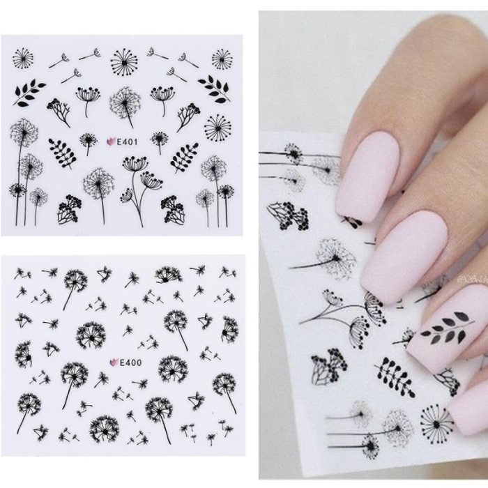 2 pièces/ensemble 3D autocollant pour ongles fleur de pissenlit adhésif Nail Art transfert décalcomanies pointe Pegatinas De Unas Al Agua Pelicula Para Unhas