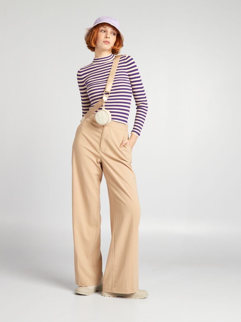 Sweter w paski - FIOLETOWY
