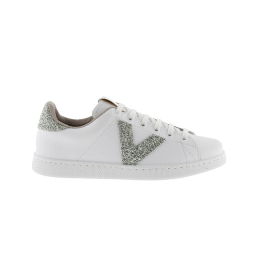Chaussures de tennis en cuir Victoria avec logo et talon pailleté