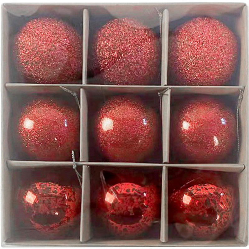 Kerstballen voor thuis, 9 stuks, 6 cm