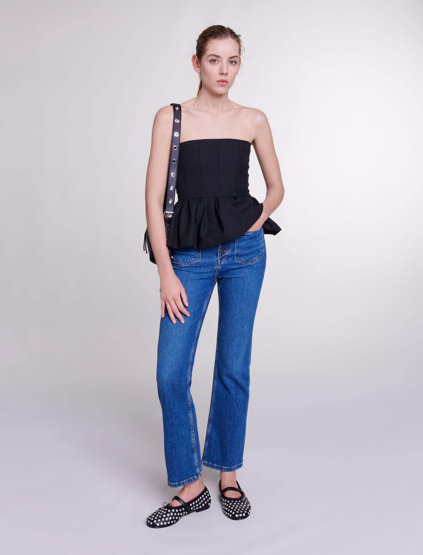 Jeans denim cu buzunare-Albastru