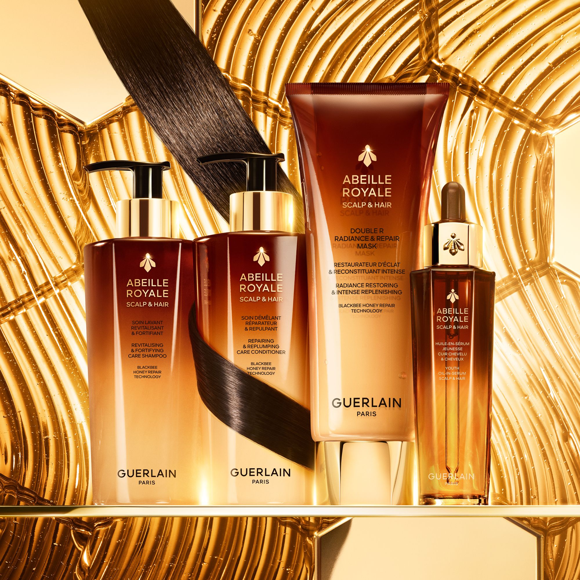 „Abeille Royale Scalp & Hair Double R“ spindesio ir atkuriamoji plaukų kaukė Plaukų kaukės