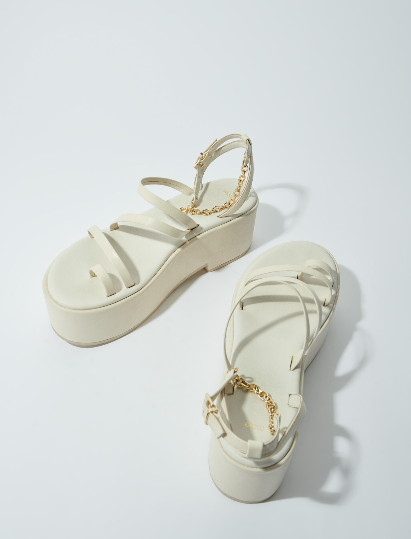 Leren sleehak sandalen - Raw