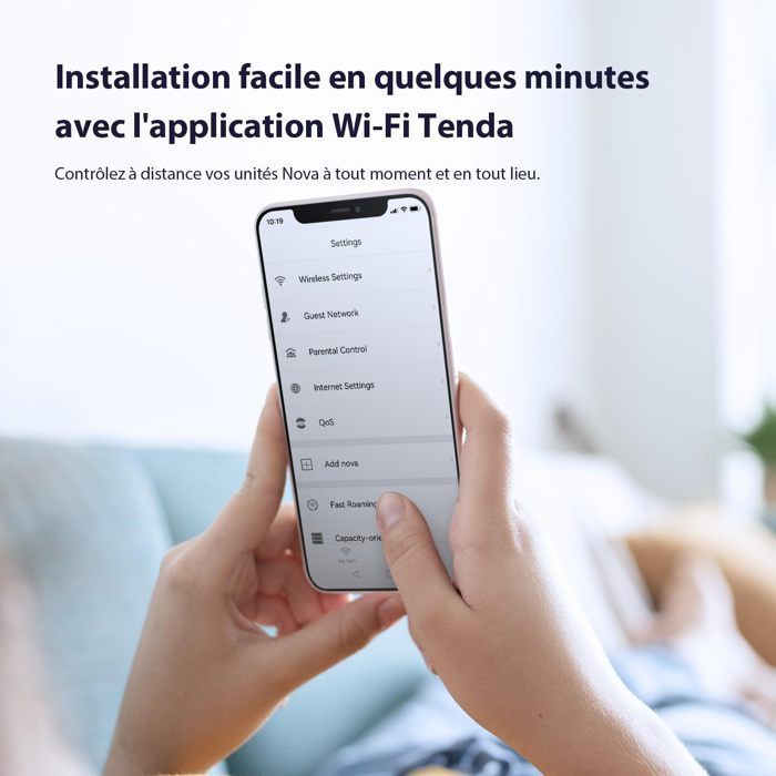 TENDA Système Mesh AC1200 Couverture 300 m², Remplacez le répéteur/routeur/CPL, WiFi Mesh Installation facile, Nova MW3-3 cubes