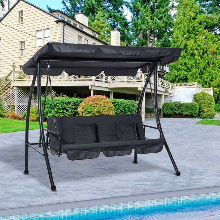 Columpio de jardín metálico Outsunny 200x125x170cm Gris oscuro