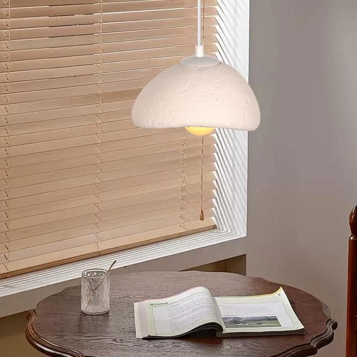 Lámpara colgante moderna y creativa WOTTES, color blanco, diseño vintage de metal, bombilla E27, 1 unidad, Ø20cm, para salón y comedor.