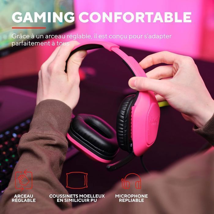 Auriculares para juegos con cable - TRUST - GXT 415 Zirox - Ligeros - Sonido envolvente - Micrófono abatible