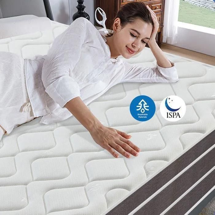 Colchón de 140x190 cm - Grosor 28 cm - Colchón de muelles ensacados y espuma viscoelástica, firmeza y durabilidad medias, soporte confortable.
