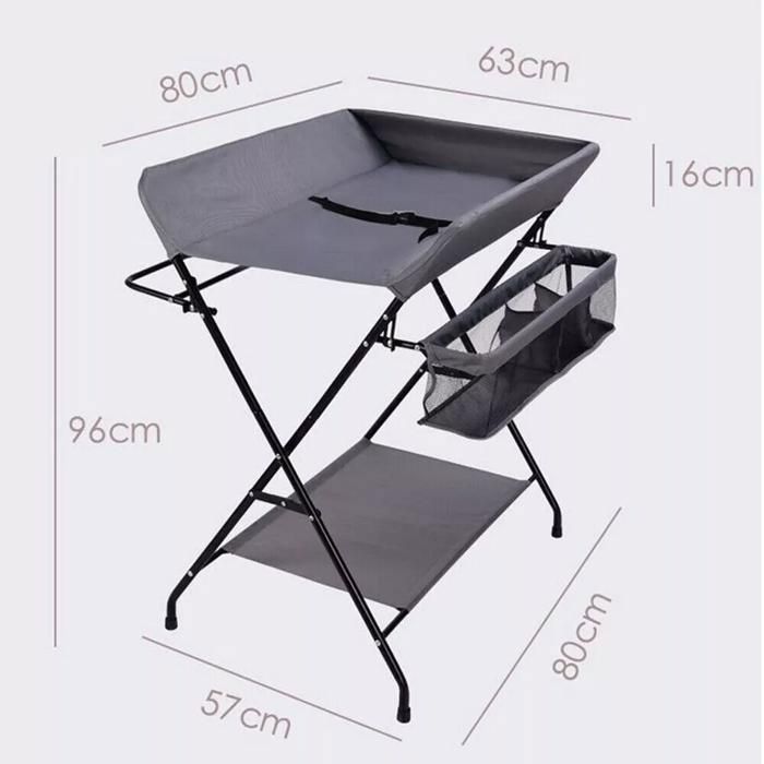 Folding changing table - Bath cushion - With giraffe pattern, safety belt and storage basket - 80 x 63 x 96 cm