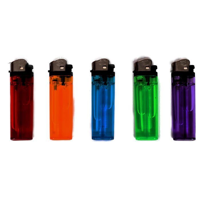 Lot de 50 Briquets A Roulette 2.J.Translucide Rechargeables Briquet Slim Gaz a Pierre,Et Pas Cher, Multicolore Fumeur
