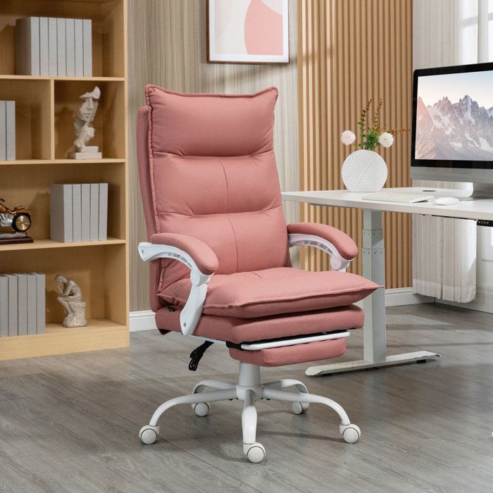 Fauteuil de bureau - Vinsetto - massant et chauffant - hauteur réglable, dossier inclinable - microfibre - 66x74x121,5cm - rose