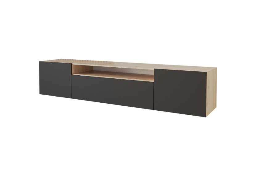 Wisząca szafka RTV system Push-to-Open ELIO-W - 200x40x41 cm - Beżowy