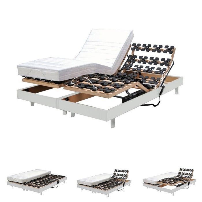 Juego de 2 bases de cama eléctricas ajustables FLEXPALACE 80x200 / Blancas