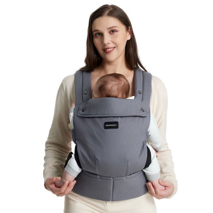 Momcozy Babytrage, ergonomische Babytrage, geeignet für Babys von 3,2 bis 20 kg, Grau