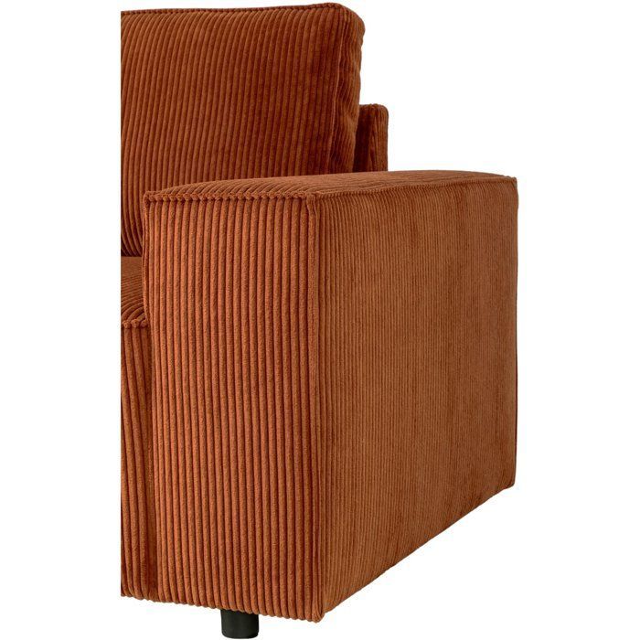 JOSH 4-seater fixed sofa - Terracotta corduroy - 241 x 86 x 88 cm