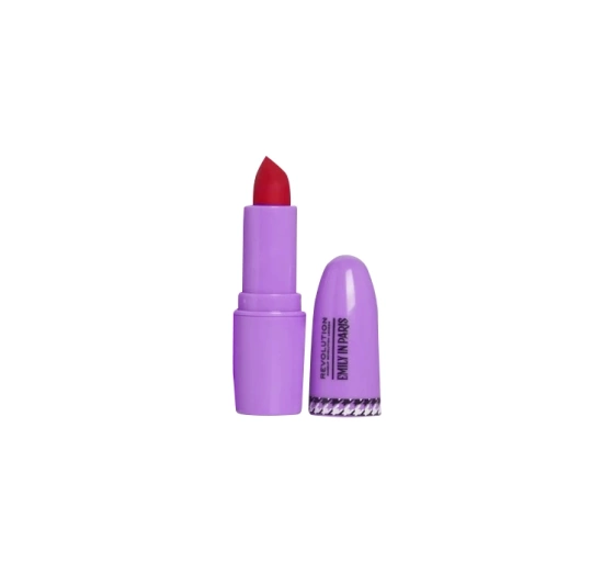 Makeup Revolution x Emily in Paris matowa pomadka do ust Paris Berry Red 3g