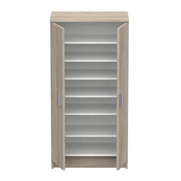 Armoire multi usages - Armoire auxiliaire à 2 portes, Range chaussures - L55xP36xH108cm - Décor chêne -DEMEYERE