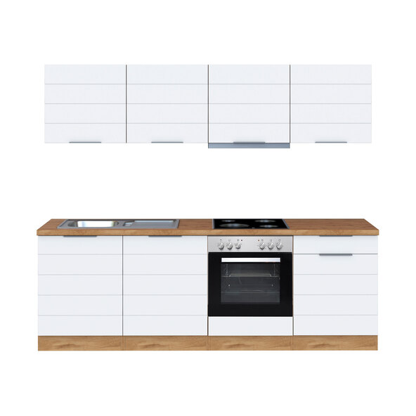 Faro kitchen unit, 240 cm, white/wotan
