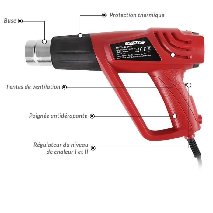 2000W Heteluchtpistool - Deuba - Heteluchtpistool met accessoires en doe-het-zelfkoffer