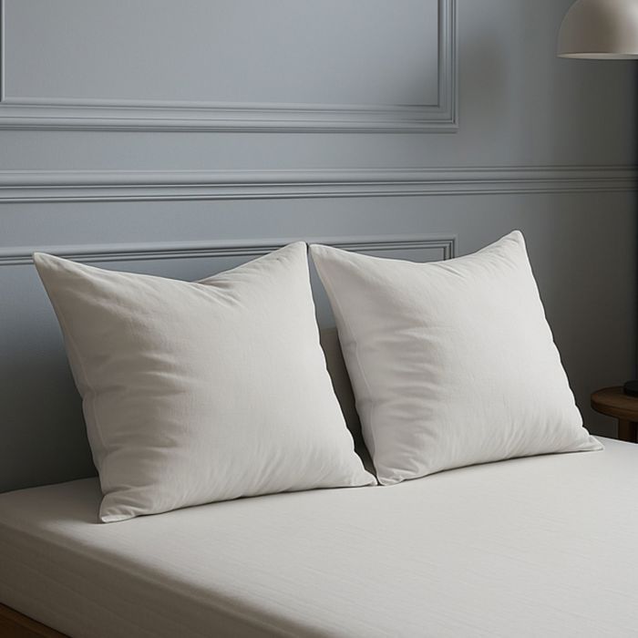 Juego de 2 almohadas extra cómodas de 60x60 cm - Blancas - Fabricadas en Francia - Someo