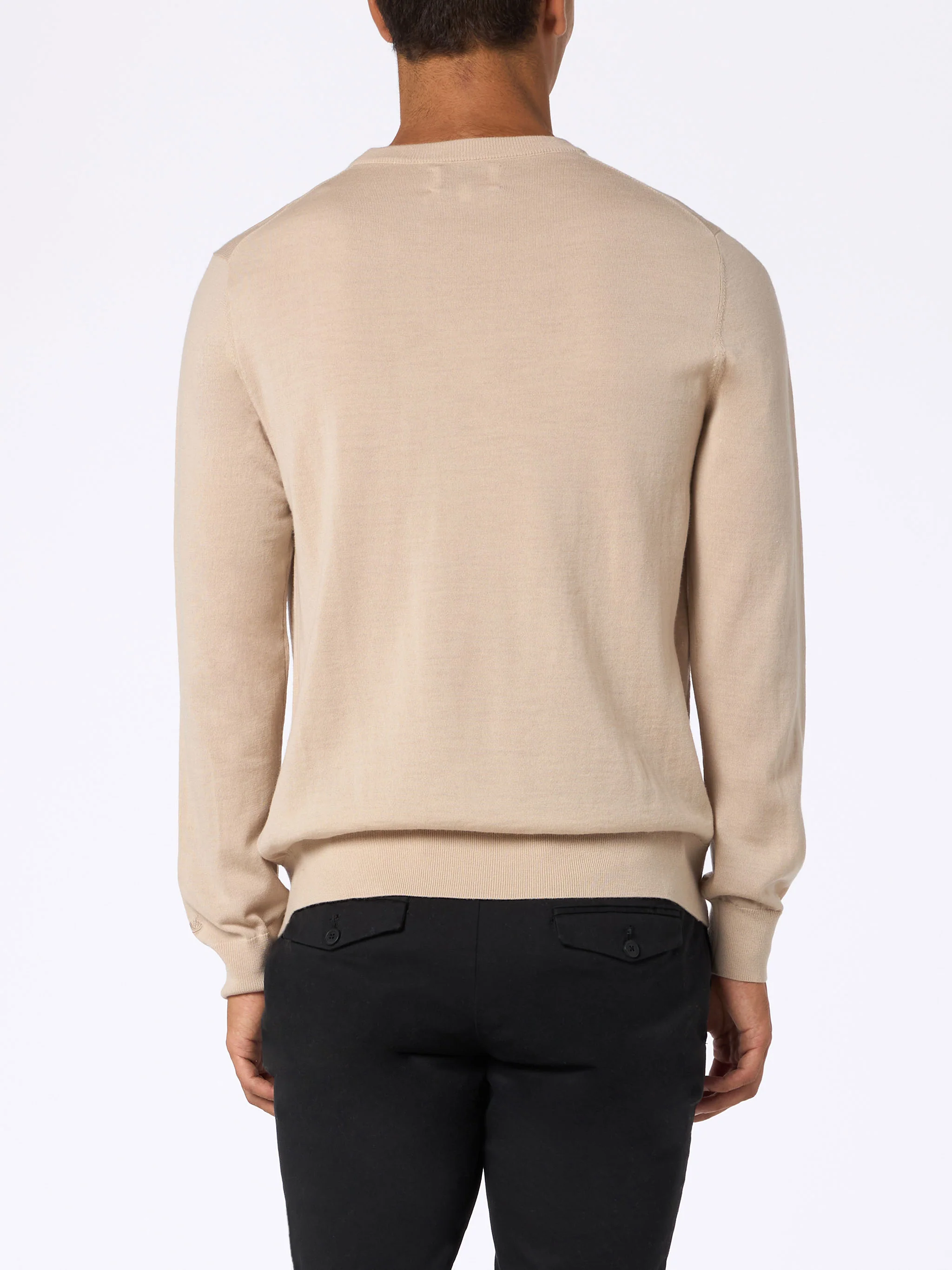 Regent Herrenpullover aus beiger Merinowolle